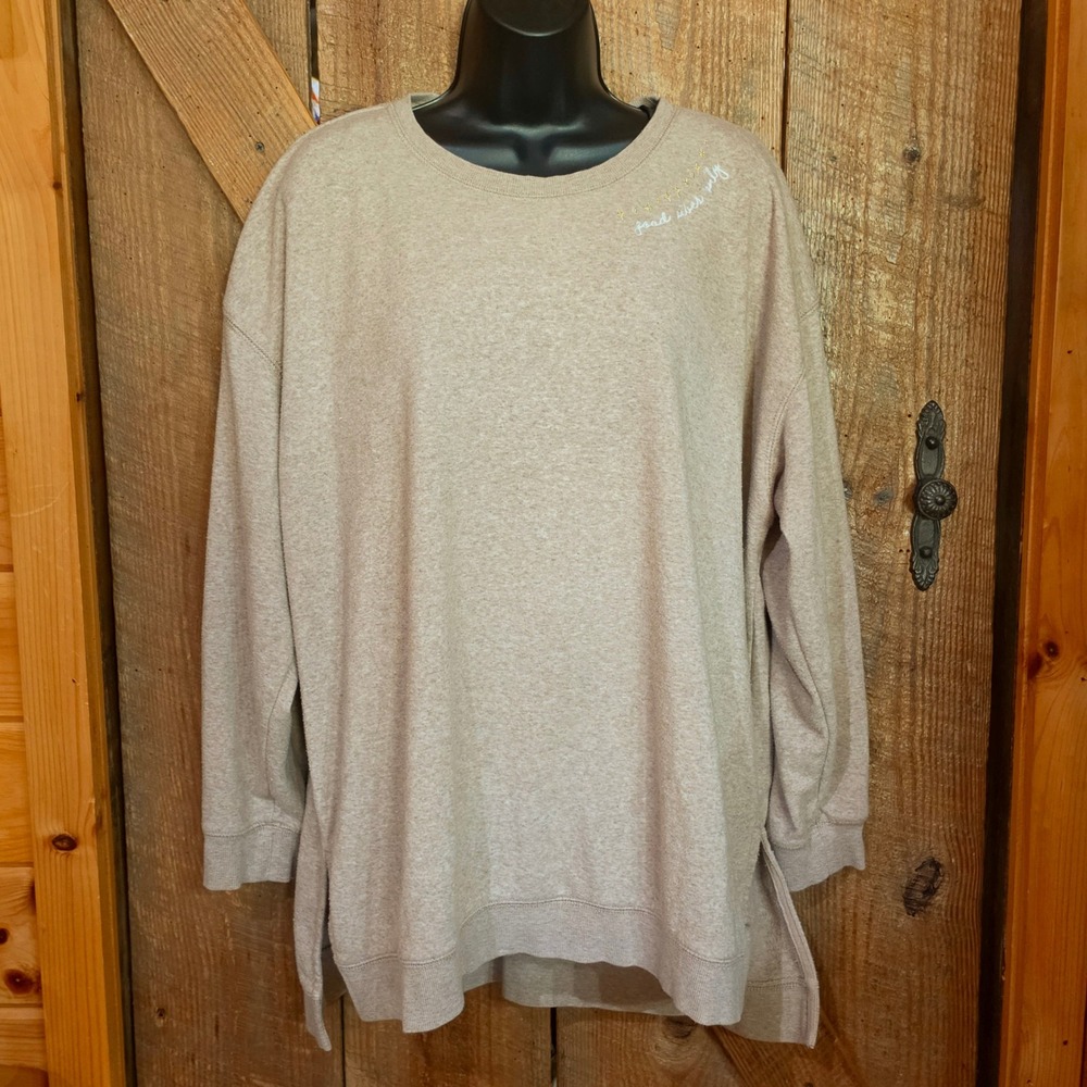 Maurices Ladies XXL Heather Beige Oversized Tunic Crewneck Sweatshirt